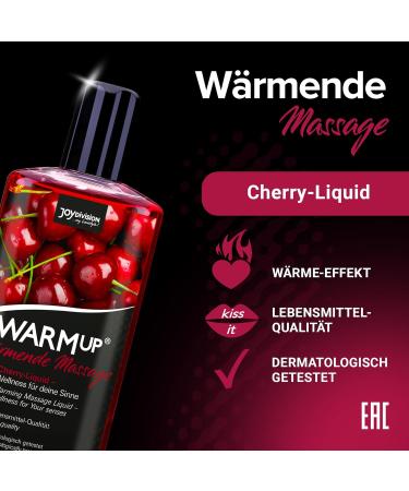 JoyDivision WarmUp Cherry Massage Oil 150ml | Heat Effect Massage Liquid | Oil-Free & Fragrant | Best Massage Oils for Relaxation - Buy Online on GoSupps.com