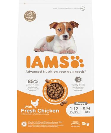 IAMS Puppy Small Medium Complete Dry Dog Food Chicken 3kg - For Healthy Growth 3 kg (Pack of 1) - Buy Online on GoSupps.com
