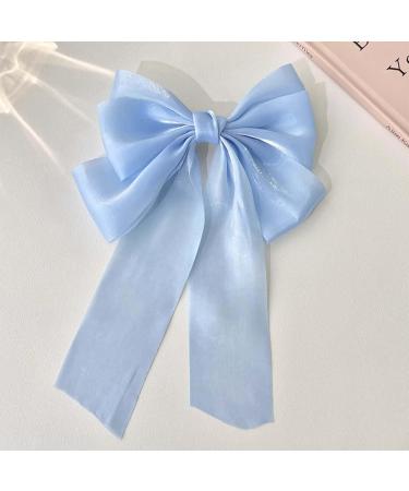 Inilbran Vintage Silk Bow Hair Clips Long Silk Satin Bow Hair Clips French Chiffon Hair Clip Barrette Long Silk Ribbon Bow Hair Clips Headpiece Large Silky Bow Hair Accessories blue - Buy Online on GoSupps.com