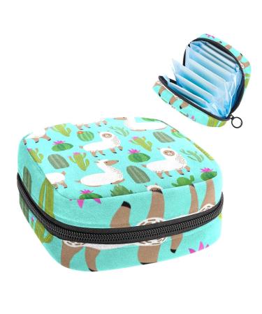 GIAPB Period Bag Sanitary Napkin Storage Bag Period Pouch Travel Makeup Bag Animal Alpaca Plant Color579