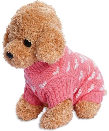 Pink Heart Dog Knitted Sweater for Small Cats and Dogs - Warm Holiday Pet Clothes - Buy Online on GoSupps.com