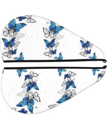 Hair Towel Wrap - Quick Drying Blue Butterflies Turban | Soft Hair Drying Towel with Button - Buy Online on GoSupps.com