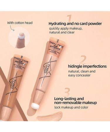 2Pcs 4-in-1 Liquid Foundation Primer, Concealer & Powder | Buildable Coverage for Medium Skin Tones | Flow-Through Sponge Applicator - Buy Online on GoSupps.com