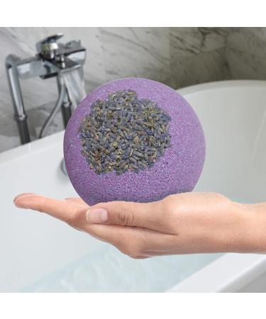 Lavender Vanilla Giant 12oz Fizzy Bath Bomb with Real Dried Flower Petals by Cottage Lane - Night of Romance Collection - Buy Online on GoSupps.com