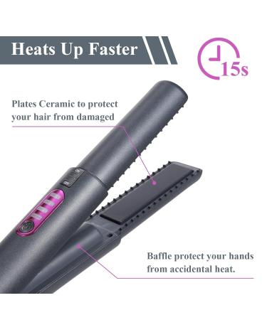Buy Cordless 2-in-1 Hair Straightener & Curler | Portable Mini Ceramic Flat Iron | 5000mAh USB-C Rechargeable | Quick Heat Travel-Friendly Tool - Gray - Buy Online on GoSupps.com