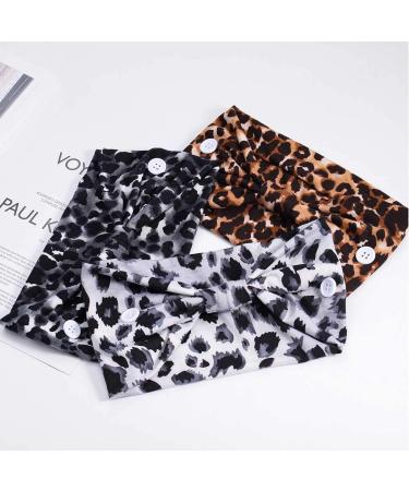 Boho Button Headband Set A - 3 Pcs | Wide Knotted Hairbands for Women | Leopard Print Turban Headwear | Yoga Headband Ear Saver - Buy Online on GoSupps.com