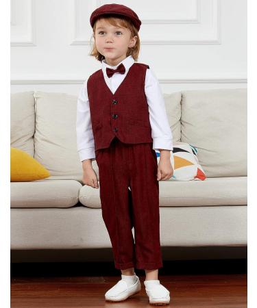 Mint Green Baby Boy Romper Suit | Gentleman Jumpsuit with Bow Tie Waistcoat | 9-12 Months | Red - Buy Online on GoSupps.com