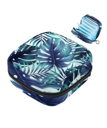 Portable women's binding-up bags menstrual cup bags feminine menstrual insert bag for teenage girls tampons for the first period tropical palm leaves multicolored 08
