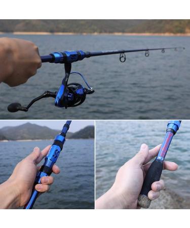 Sougayilang Telescopic Fishing Rod Portable- 24 Ton Carbon Fiber, CNC Machined Reel Seat, EVA Handle- Blue 1.8M/5.9FT - Buy Online on GoSupps.com