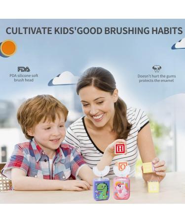 RZM Kids Automatic Sonic Toothbrush Set - 2 U-Shaped & 1 Regular Brush Head | Six Cleaning Modes | Pink Unicorn Design - Buy Online on GoSupps.com