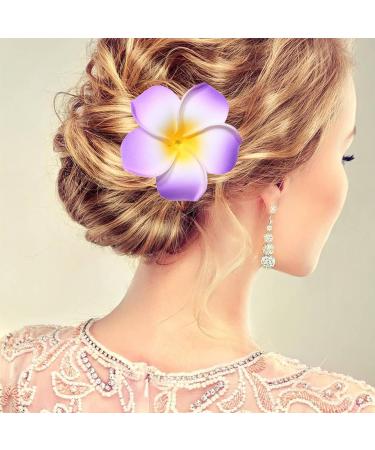 12 Pcs Multicolor Plumeria Flower Hair Clips - Hawaiian Luau Tropical Wedding Vacation Beach Party Decorations & Cosplay Accessories - Buy Online on GoSupps.com