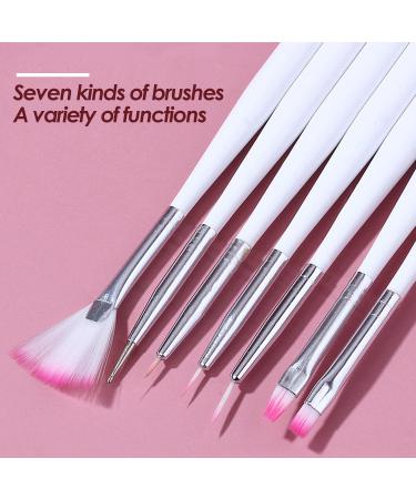 Buy Yhzmy 7-Piece Nail Brush Set - Professional Nail Art Liner Pens & Gel Accessories for Salon Quality Designs - White - Buy Online on GoSupps.com