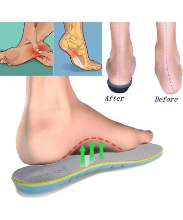 Soft Elastic Wide Memory Foam Arch Support Insoles for Men & Women - Diabetic Relief for Plantar Fasciitis - Size 7 Men 8 Women Grey - Buy Online on GoSupps.com