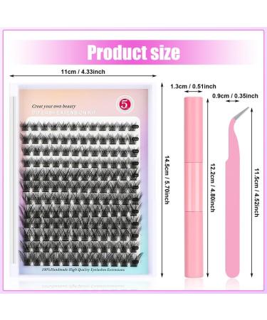 Rxuaw DIY Eyelash Extension Kit Lash Clusters 12 Rows Cluster Lashes with Glue and Tweezer for Lash Extension Beginners Outfit - Buy Online on GoSupps.com