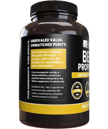 Pure Bee Propolis Capsules (365 Count) - Lab Verified, No Fillers - 100% Original Ingredients - Buy Online on GoSupps.com