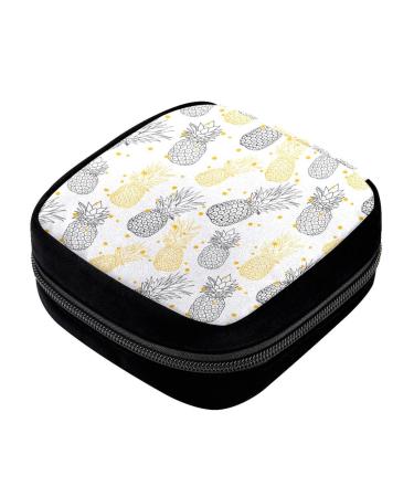 GIAPB Period Bag Sanitary Napkin Storage Bag Pad Holder for Period Makeup Pouch Yellow and Grey Pineapple Color4116