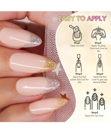 Makartt Liner Gel Nail Polish 2 Colors Glitter Silver Golden Gel Nail Art Paint Soak Off UV Curing Built in Thin Nail Brush DIY Art Design Home & Nail Salon Manicure Drawing Kit 2 Colors Glitter Collection 8 ml-(Pack of Two) - Buy Online on GoSupps.com