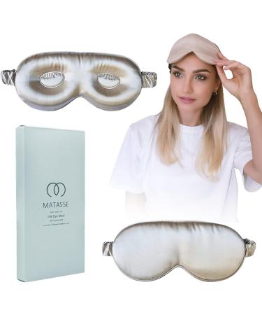 MATASSE Silk Eye Mask - 3D Contoured Eye Cover for Sleeping - Silk Strap, No Wrinkles - Black & Champagne - Buy Online on GoSupps.com