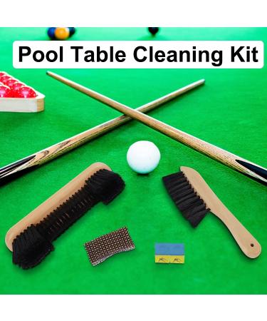 Set of 4 Pool Table Cleaning Tools with Cue Shaft Cleaner Cloth and Billiard Cue Chalk - Pool Table Accessories for Billiards, Rail Brush Included - Buy Online on GoSupps.com