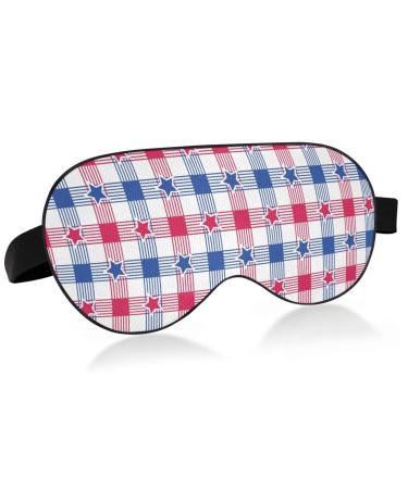 Haskirky Light Blocking Eye Mask Breathable and Adjustable Adult Men and Women Travel on Business Trips Yoga Meditation Light Smooth Comfortable Eye Mask Office Deep Sleep Goodies 4th Of July Plaid