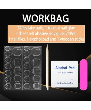 24PCS Halloween White Skull French False Nails - Long Square Fake Nails for Women Girls with Glue - Perfect for Halloween Party - Buy Online on GoSupps.com