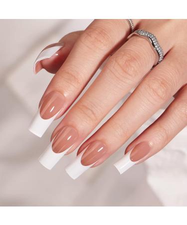 Bartbox French Press On Nails Ballerina | 30 Piece Coffin Fake Nails Set with Nail Glue - Brown 114 for Women & Girls - Buy Online on GoSupps.com