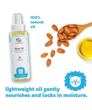 Herolife Natural Baby Oil - Plant-Based & Lightweight Formula | pH Balanced & Hypoallergenic with Almond Oils - 6.8 Fl Oz - Buy Online on GoSupps.com