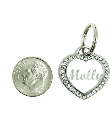 Custom Engraved Stainless Steel Pet ID Bling Tag with Rhinestones - Personalized Heart Shape for Dogs and Cats - Buy Online on GoSupps.com