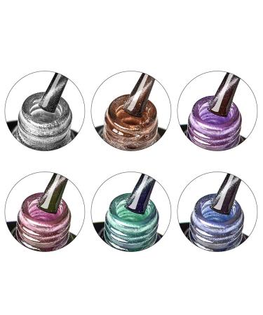 Cat Eye Gel Nail Polish Set - Starry Sky Effect Magic Kit | 6 Colors with Free Magnet Stick | Soak Off UV LED Light | Manicure Nail Art Gift - Buy Online on GoSupps.com