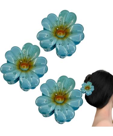 Shakven Flower Claw Clips | 3x Colorful Hair Clip Clamps - Elegant Artificial Plumeria Cute Hair Clips Holiday Floral Hair Accessories for Travel Blue - Buy Online on GoSupps.com