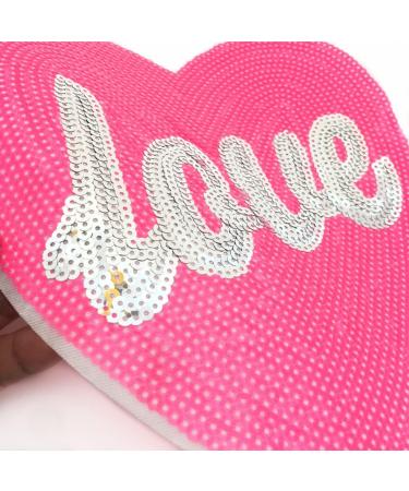 Pink Heart Shaped Sequin Embroidered Sew-On Applique for Clothes and Accessories - Buy Online on GoSupps.com