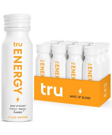 Tru Energy Wellness Shots (12-Pack) Clean High Caffeine Energy Shots w/ Green Tea Extract, B Vitamins - Orange Mango Flavored Extra Strength Energy Health Shots - 2 oz each Energy - Orange Mango 2 Fl Oz (Pack of 12)