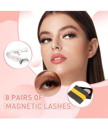 Magnetic Eyelashes Natural 8 Pairs 3d Magnetic Eyelashes Magnetic Magnet Natural Magnetized Lashes Waterproof Reusable Eyelash Generic Set Gift Box Thick - Buy Online on GoSupps.com