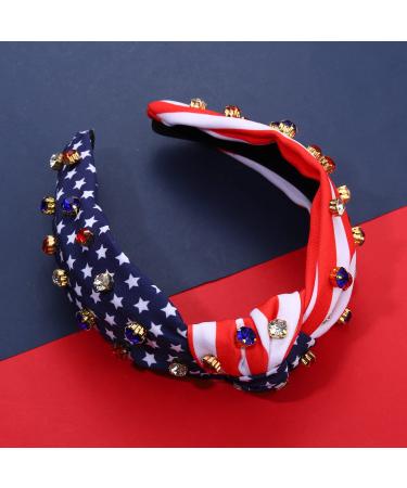 Patriotic Rhinestone Cross Headband - 4th of July Crystal Twist Hair Accessory - Buy Online on GoSupps.com