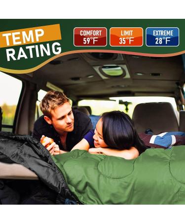MEREZA Double Sleeping Bag for Camping, Queen Size 2 Person Cold Weather Sleeping Bag with Pillow - Green - Buy Online on GoSupps.com