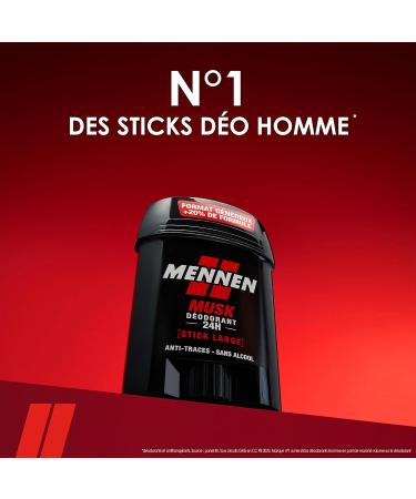 Mennen MUSK Deodorant for men 24H large stick without alcohol anti-stains - Pack of 6 - Buy Online on GoSupps.com