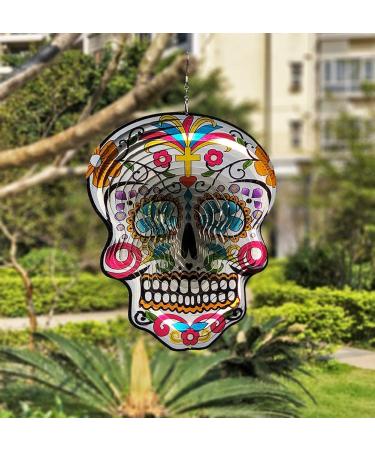 FONMY 12-inch Silver Sugar Skull Garden Wind Spinner - Unique Outdoor Decor & Gift - Buy Online on GoSupps.com