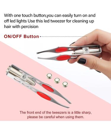 6 Pcs LED Light Stainless Steel Tweezers for Precision Hair Removal - Makeup Eyelash Eyebrow Tweezers - Illuminating Lighted Tweezers in Red, Purple, Dark Blue - Buy Online on GoSupps.com