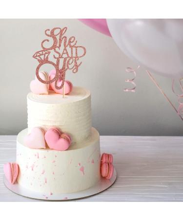 Unimall Rose Gold 'She Said Yes' Cake Topper - Perfect for Engagement Bridal Shower & Bachelorette Party Decorations | Multi-Color Delivery Available - Buy Online on GoSupps.com
