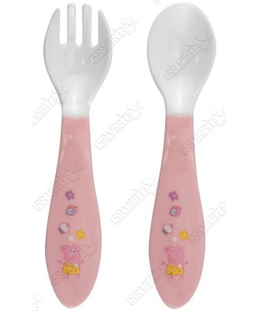 Pepa Pig Baby Spoon Fork Set - BPA Free, Reusable, 12.5cm | Baby Weaning & Training Kids Tableware | Pink, 2pcs - Ideal for Girls 6+ Months - Buy Online on GoSupps.com