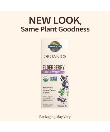 Shop Garden of Life Organics Plant-Based Elderberry Immune Syrup 6.59 fl oz - Organic Vegan Supplement with Sambucus Echinacea Zinc & Vitamin C for Kids & Adults - 0g Sugar Gluten-Free - Buy Online on GoSupps.com