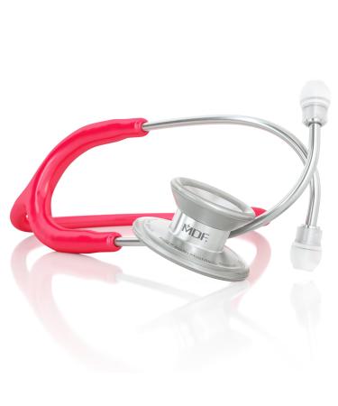 MDF Instruments MD One Epoch Lightweight Titanium Stethoscope Adult Raspberry Tube Silver Chestpiece-Headset MDF777T23