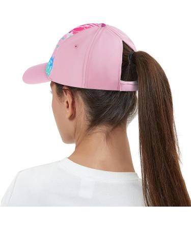 Muryobao Womens Ponytail Baseball Cap Adjustable High Messy Bun Ponycap Lightweight Quick Drying Hat Pink Pineapple One Size - Buy Online on GoSupps.com