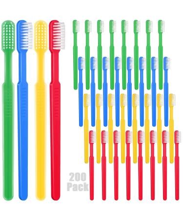 200 Pack Prepasted Disposable Toothbrushes Individually Wrapped Soft Bristle Travel Tooth Brush Single Use Wrapped for Hotel Camping Travel No Water Needed 4 Colors