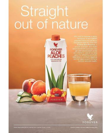 Forever Living - Aloe Peaches Pure Aloe with Real Peach Flavor Supports Digestion and Immune System Vegan and Gluten-Free 33.8 fl oz 1 Pack - Buy Online on GoSupps.com