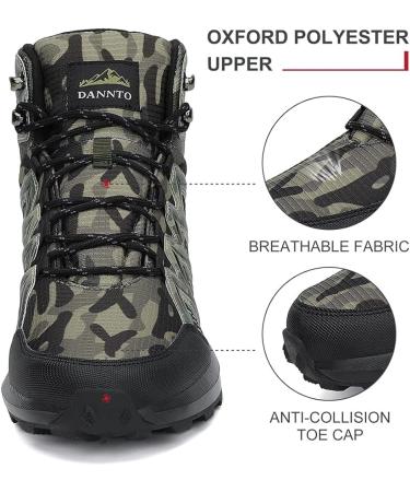 Dannto Men's Mid Ankle Hiking Boots - Water Resistant Outdoor Snow Shoes for Backpacking, Walking, Trekking - Tactical Hunting Sneakers - Size 9, A-Camouflage - Buy Online on GoSupps.com