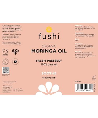 Fushi Moringa Seed Oil Virgin & Fresh-Pressed Best for Dry Skin Redness Fine Lines Moisturising Antibacterial Antioxidant Nourishing & Anti-ageing Ethical Vegan & Made in The UK 50 ml - Buy Online on GoSupps.com
