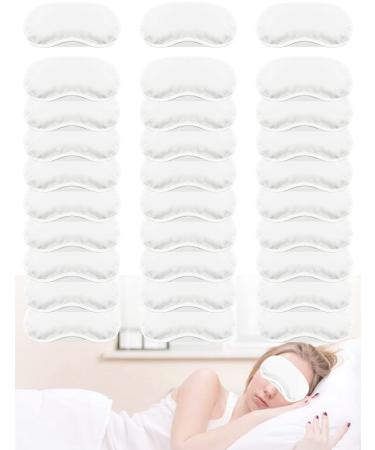 Eye Mask Sleep Masks Pack of 30 PorsMing Sleeping Mask Blindfold Eye Cover Team Building Games Party with Nose Pad and Adjustable Strap for Women Men Kids 4 Layers Colors (30 Pieces of White)