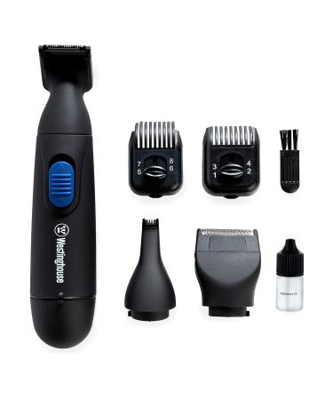 Westinghouse Men's All-in-One Beard Trimmer Stainless Steel Dual Sided Blades Adjustable Lengths Includes Nose and Ear Trimmer Attachment Portable and Travel Ready