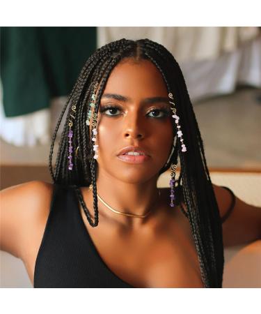 Vinswet Colored Natural Stone Tassels Hair Jewelry for Braids - Pack of 6 Green Pink Purple Gems - Dreadlock Accessories for Women Girls - Buy Online on GoSupps.com